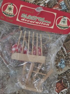 Vintage new Shiny Brite miniature wooden spindle chair dollhouse